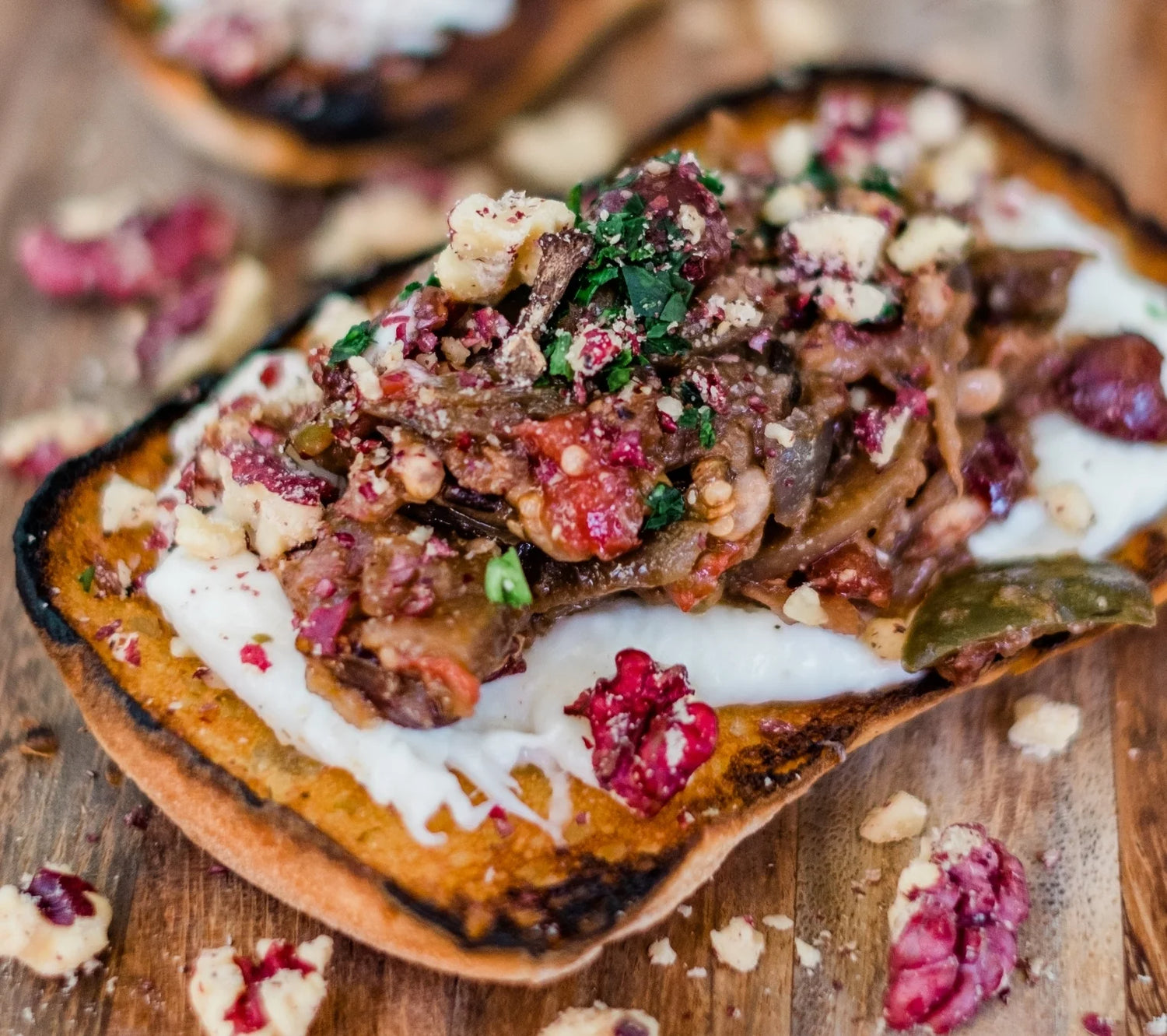Sicilian Caponata with Burata Bruschetta